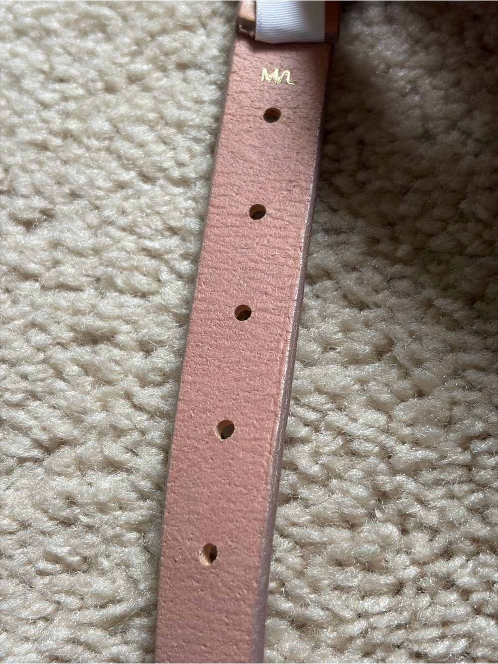J. Crew Factory Leather Skinny Belt in Blush Pink with Gold Buckle - Picture 4 of 5
